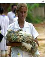 Nurse takes baby to shelter