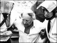 NUM President Arthur Scargill is arrested on a picket line