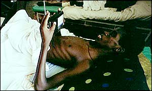 A man listens to the World Service in a Somali hospital