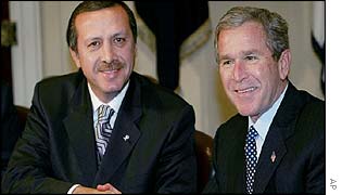 Recep Tayyip Erdogan and George Bush