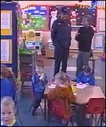 Gareth Christmas and Keri Morgan in a classroom