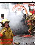 Firefighters at scene of the blast