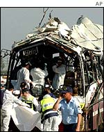 Aftermath of suicide attack in Haifa in March 