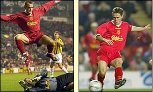 Danny Murphy challenges Dragoslav Jevric as Michael Owen adds to his first-leg goal as Liverpool double their lead 