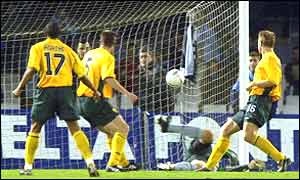 Celtic's defence watch the ball go in the net to give Celta Vigo the lead