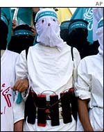 Hamas mock suicide bomber