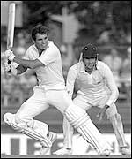 Batting for Australia against England