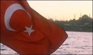 Turkish flag in front of Sulemaniye Mosque, Istanbul