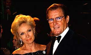 Roger Moore with wife Christina Tholstrup
