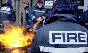 Firefighters on the picket line