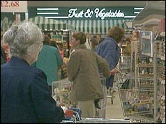 Photo of shoppers at a Tesco supermarket