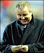 Terry Venables enjoys his team's win at Bolton