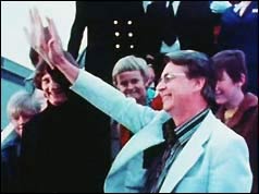 Donald Woods waving to crowds