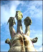 Three-headed animated dragon