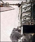 Michael Foale working on the Hubble Space Telescope, Nasa