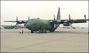 Hercules aircraft prepares for an aid-drop mission to Bosnia