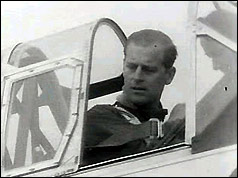 Duke of Edinburgh in his Harvard aircraft