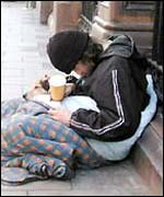 homeless beggar