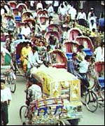 Cycle rickshaws in Dhaka 