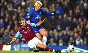 Olof Mellburg tackles Eidur Gudjohnson