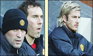 Manchester United parade three high-profile substitutes - Roy Keane, Laurent Blanc and David Beckham