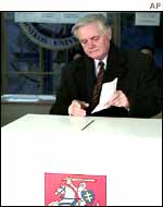 President Adamkus voting