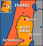 Map of West Bank showing Jenin and Jericho