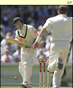 Ricky Ponting is dismissed