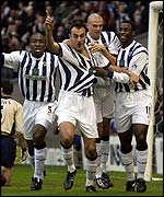 Daniele Dichio celebrates his opener for West Brom