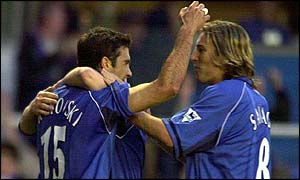 Jovan Kirovski is mobbed after drawing Birmingham level