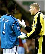 Distin's error gifted an equaliser to Aston Villa in the 40th minute