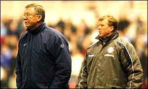 Sir Alex Ferguson and Steve McClaren on the touchline