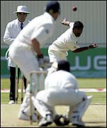 Muttiah Muralitharan bowling for Sri Lanka