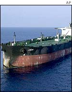 The Limburg tanker after it was attacked off Yemen