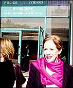 Naomi Blumenthal after police questioning (Photo by Moti Kimche of Ha'aretz)