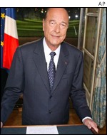 French President Jacques Chirac addressing the nation 
