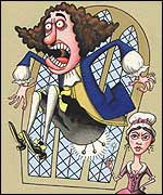 A young woman threatened to stick pins in Pepys if he didn't stop groping her, illustration by Simon Cooper 
