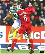 Henrik Larsson opens the scoring for Celtic