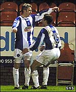 Andy McLaren celebrates putting Kilmarnock ahead