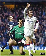Barry Ferguson celebrates Rangers' first goal