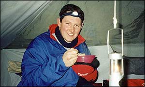 Andrew Cooney in his tent