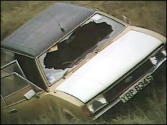 Wreck of David Wilkie's taxi cab