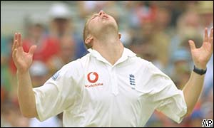 Hoggard shows his frustration at missing out on a hat-trick