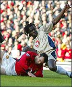 Giggs is fouled for the first penalty