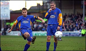 Shrewsbury's Nigel Jemson scores from a free kick on 3