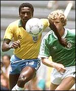 Josimar (left) in action during the 1986 World Cup