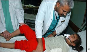 Samar Helles, an 8-year-old Palestinian girl injured in the raids