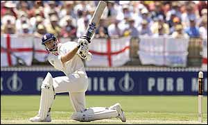 Vaughan hits one of 22 boundaries in his innings of 177