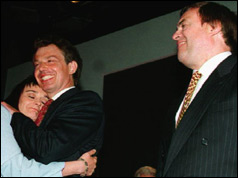 Tony and Cherie Blair and John Prescott