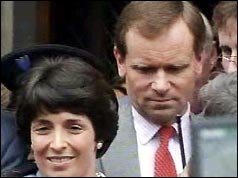 Photograph of Jeffrey and Mary Archer leaving the High Court